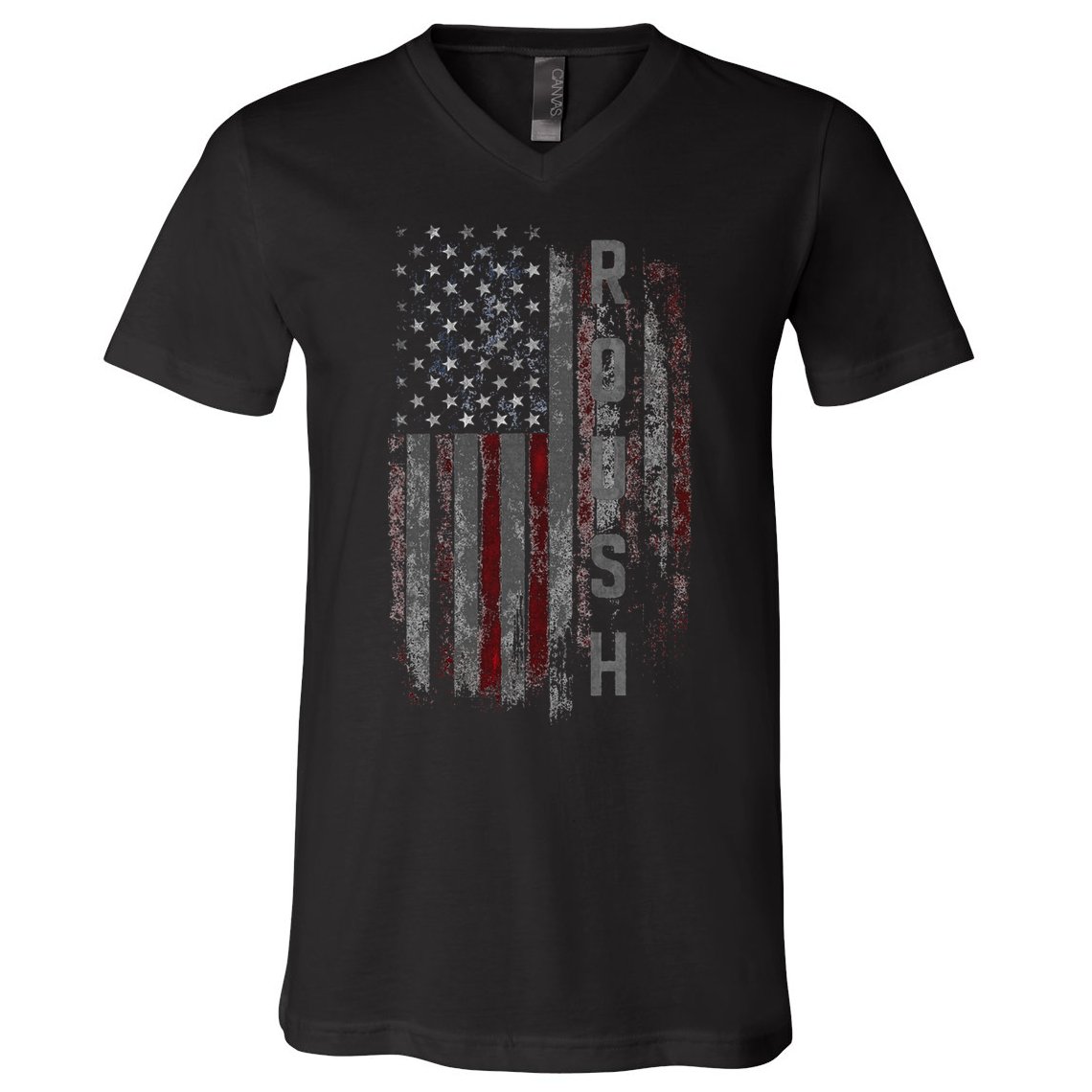 Roush Family American Flag V-Neck T-Shirt