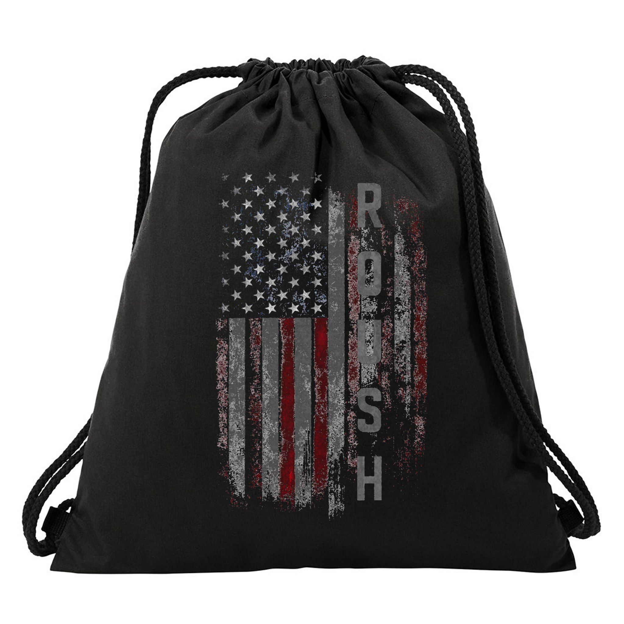 Roush Family American Flag Drawstring Bag