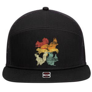 Retro Forest Animal Lover Gift Idea Squirrel 7 Panel Mesh Trucker Snapback Hat