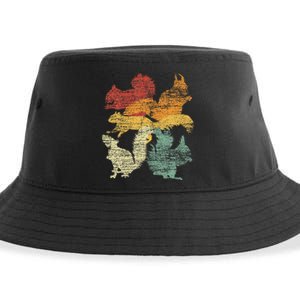 Retro Forest Animal Lover Gift Idea Squirrel Sustainable Bucket Hat