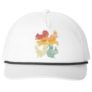 Retro Forest Animal Lover Gift Idea Squirrel Snapback Five-Panel Rope Hat