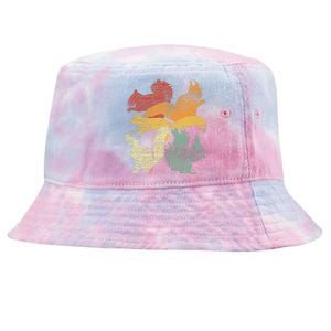 Retro Forest Animal Lover Gift Idea Squirrel Tie-Dyed Bucket Hat