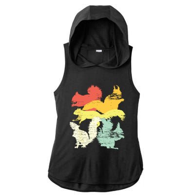 Retro Forest Animal Lover Gift Idea Squirrel Ladies PosiCharge Tri-Blend Wicking Draft Hoodie Tank