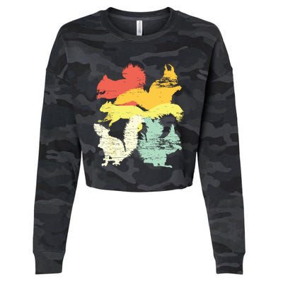 Retro Forest Animal Lover Gift Idea Squirrel Cropped Pullover Crew