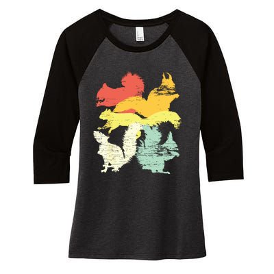 Retro Forest Animal Lover Gift Idea Squirrel Women's Tri-Blend 3/4-Sleeve Raglan Shirt