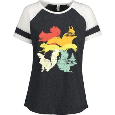 Retro Forest Animal Lover Gift Idea Squirrel Enza Ladies Jersey Colorblock Tee