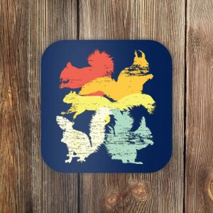 Retro Forest Animal Lover Gift Idea Squirrel Coaster