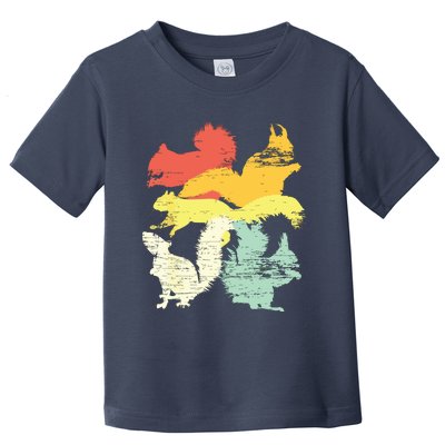 Retro Forest Animal Lover Gift Idea Squirrel Toddler T-Shirt