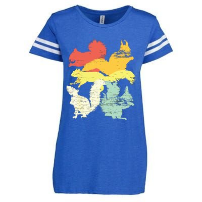 Retro Forest Animal Lover Gift Idea Squirrel Enza Ladies Jersey Football T-Shirt