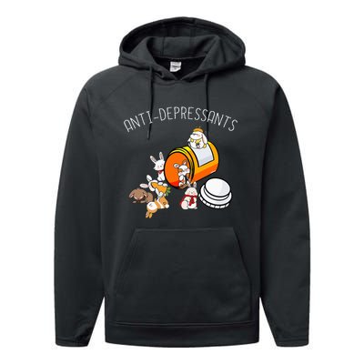 Rabbit Funny Antidepressants Gift Idea Bunny Performance Fleece Hoodie