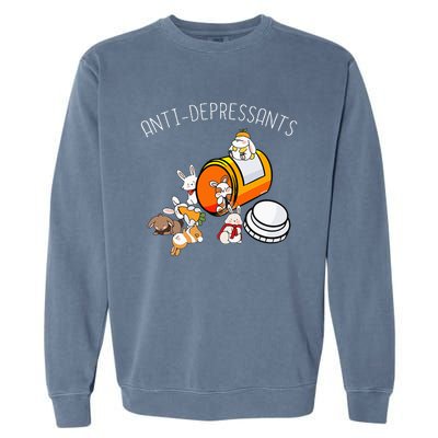 Rabbit Funny Antidepressants Gift Idea Bunny Garment-Dyed Sweatshirt