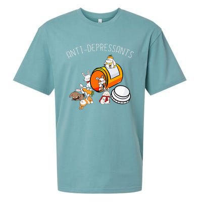 Rabbit Funny Antidepressants Gift Idea Bunny Sueded Cloud Jersey T-Shirt