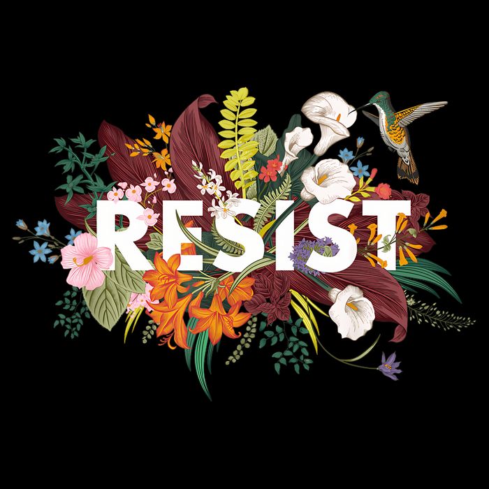 Resist Floral Anti Trump Political Protest Drawstring Bag