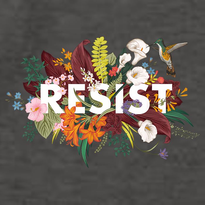 Resist Floral Anti Trump Political Protest Vector Backpack