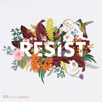 Resist Floral Anti Trump Political Protest T-Shirt