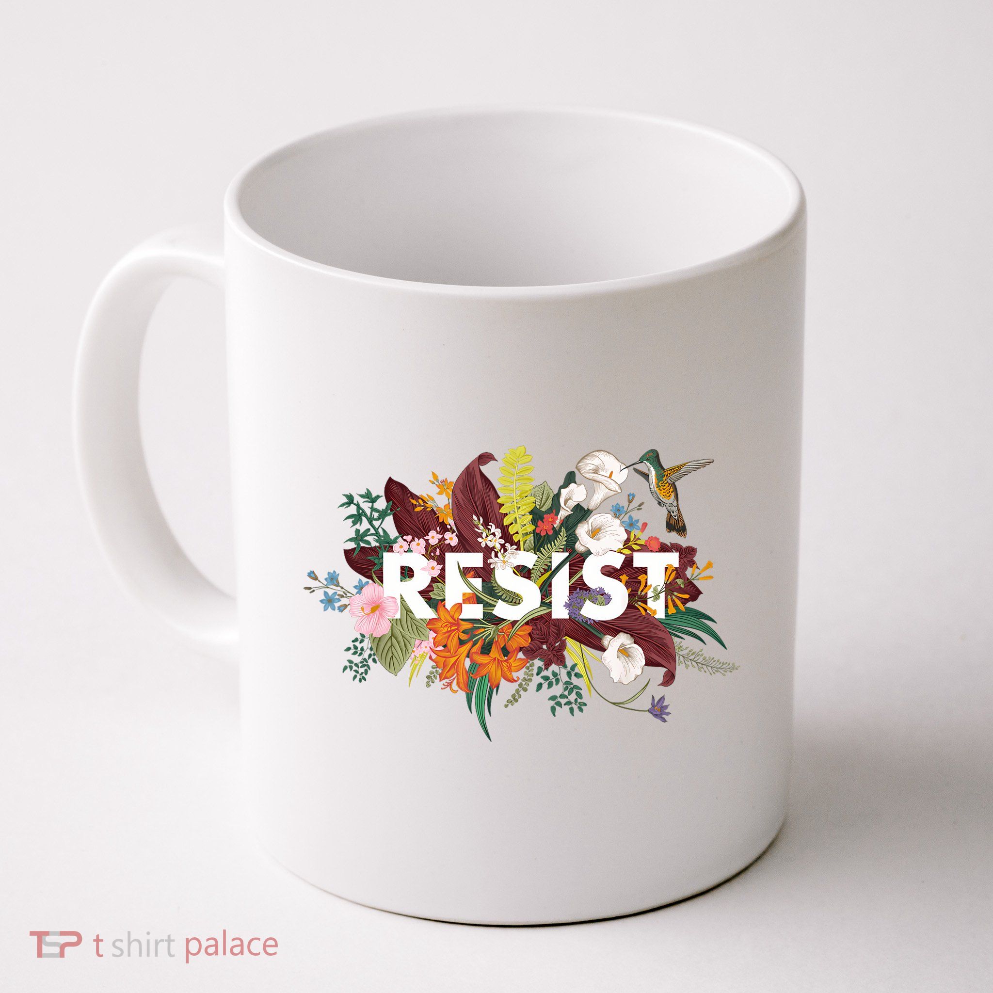 Resist Floral Anti Trump Political Protest Mug