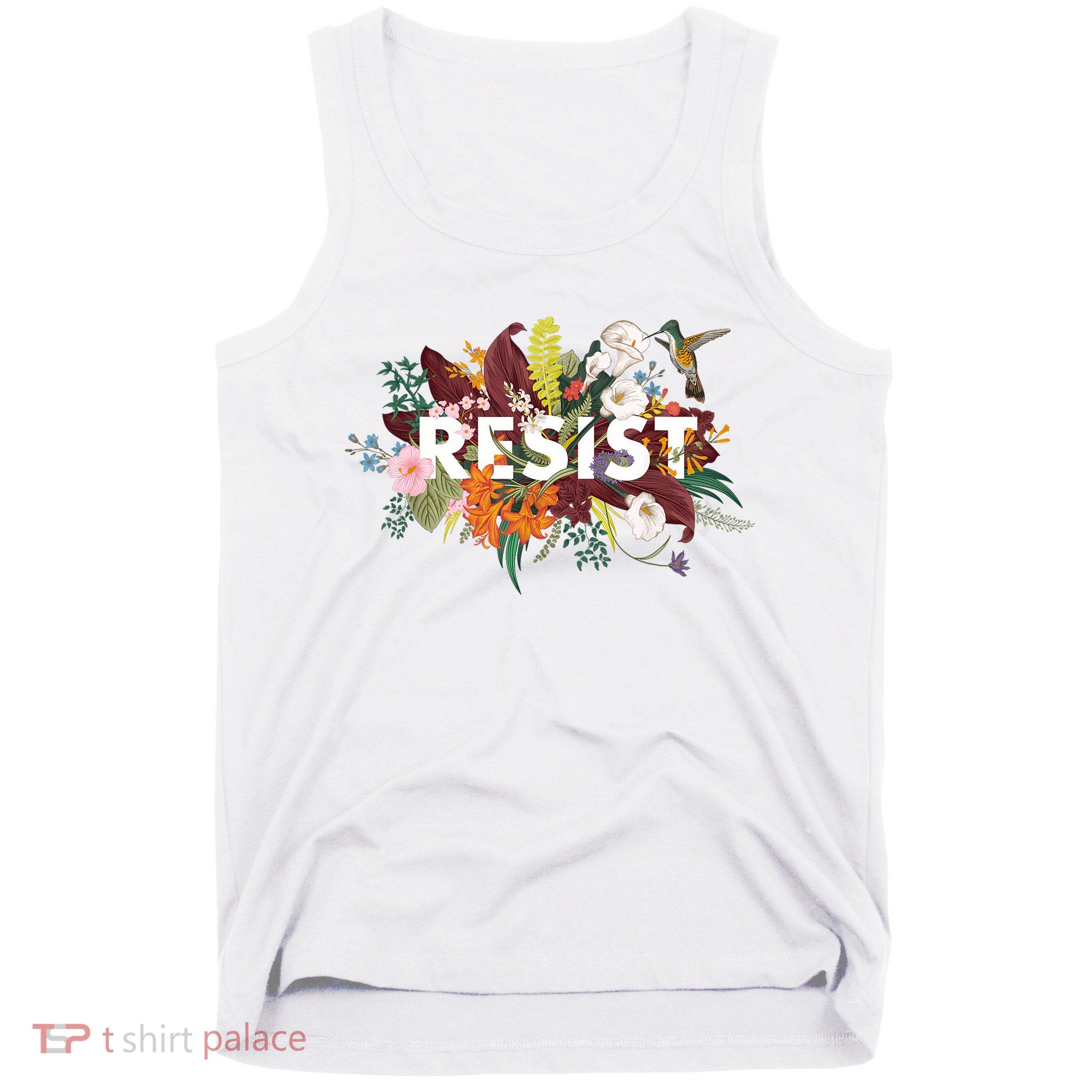Resist Floral Anti Trump Political Protest Tank Top