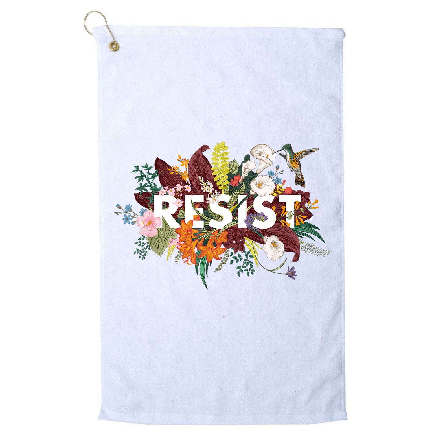 Resist Floral Anti Trump Political Protest Golf Towel