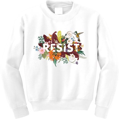 Resist Floral Anti Trump Political Protest Kids Sweatshirt