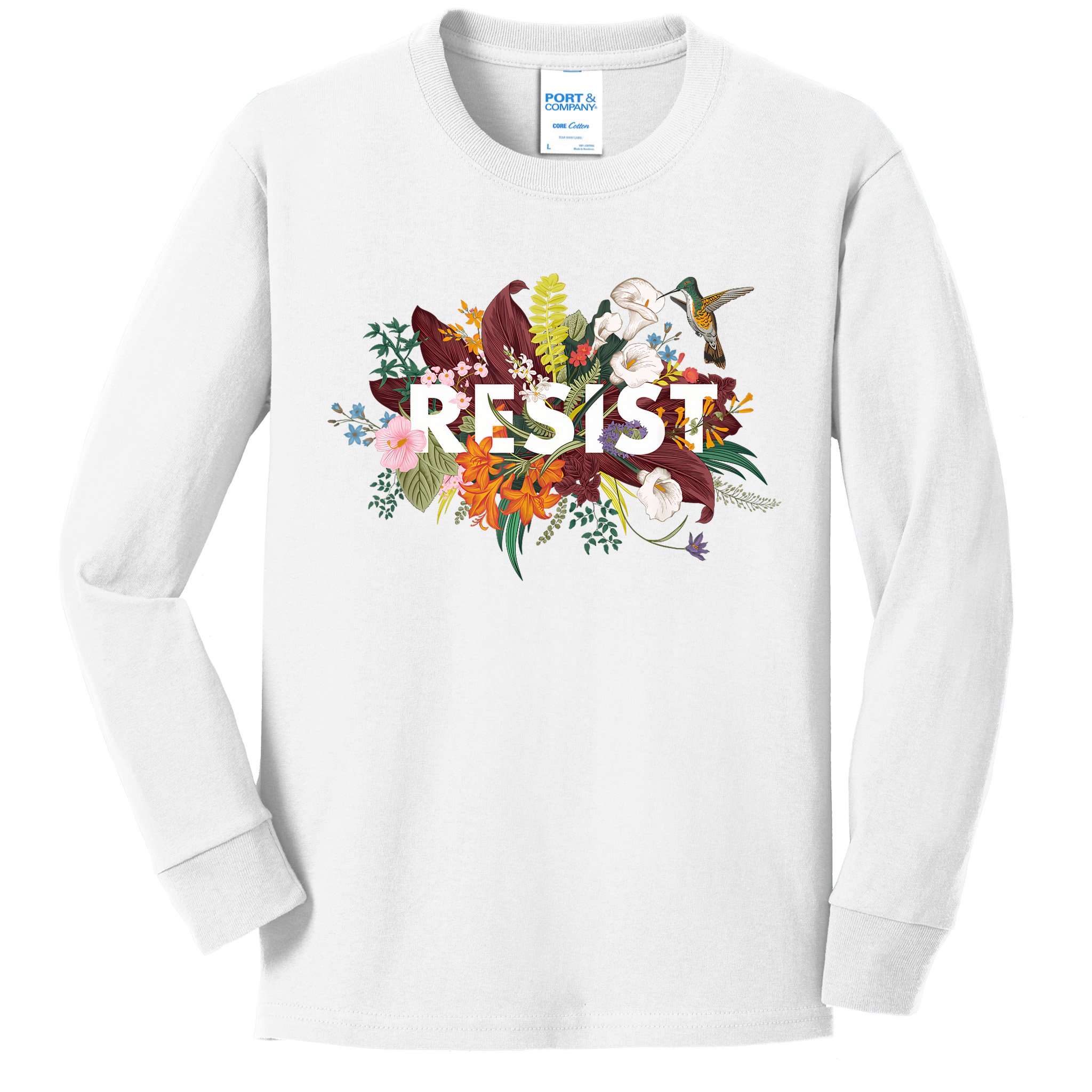 Resist Floral Anti Trump Political Protest Kids Long Sleeve Shirt