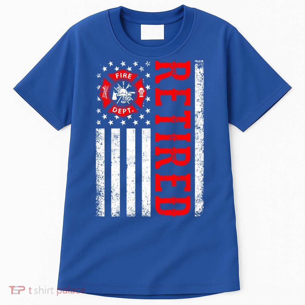 Retired Firefighter American Flag Funny Retiret Fire Cute Gift Tall T-Shirt