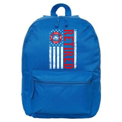 Retired Firefighter American Flag Funny Retiret Fire Cute Gift 16 in Basic Backpack