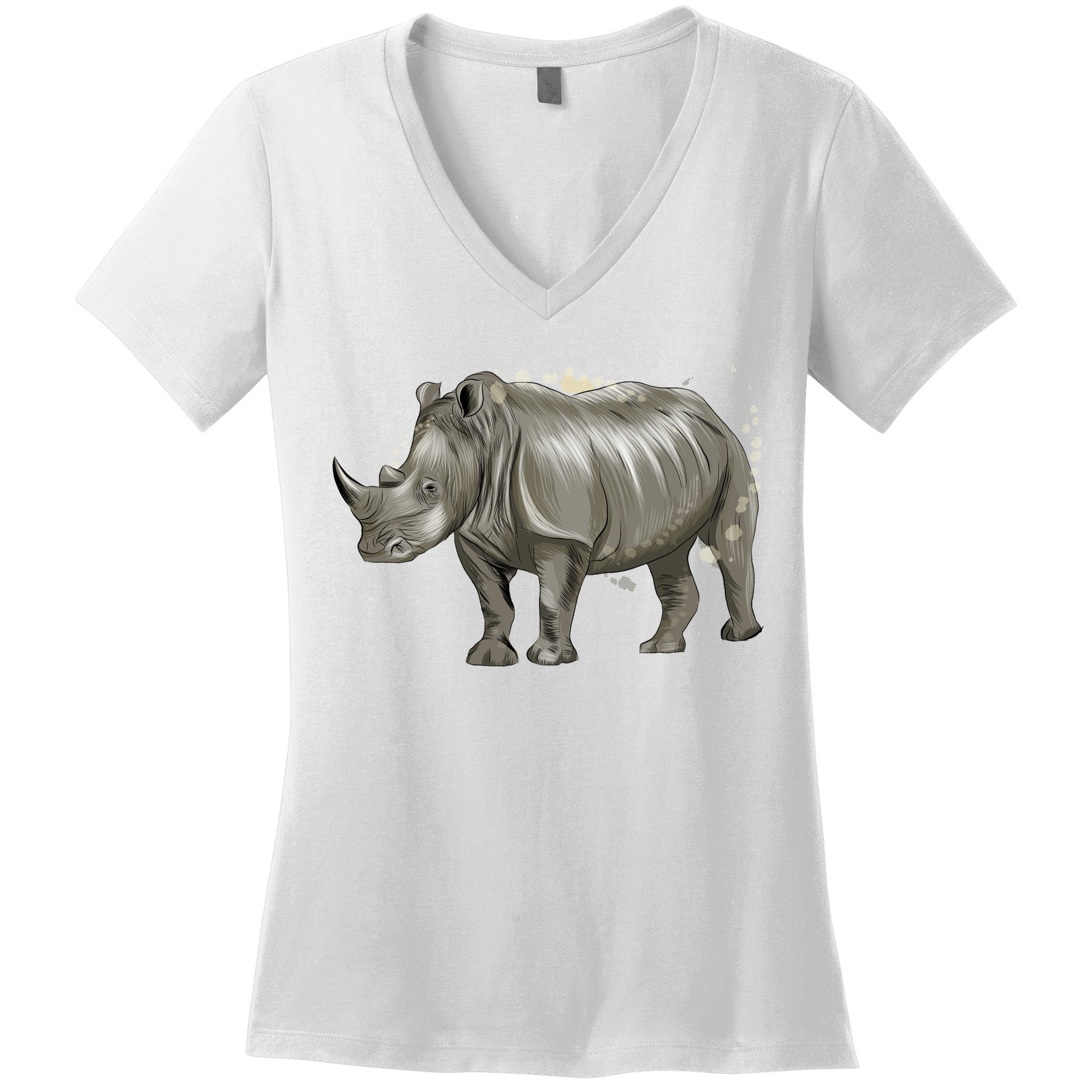Rhinoceros From A Splash Women's V-Neck T-Shirt
