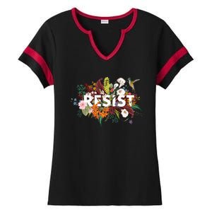 Resist Floral Anti Trump Political Protest Ladies Halftime Notch Neck Tee