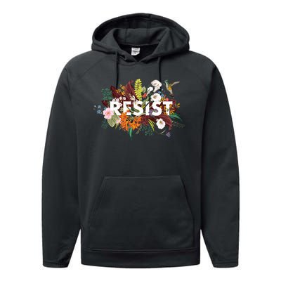 Resist Floral Anti Trump Political Protest Performance Fleece Hoodie