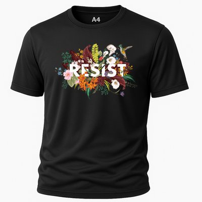 Resist Floral Anti Trump Political Protest Cooling Performance Crew T-Shirt