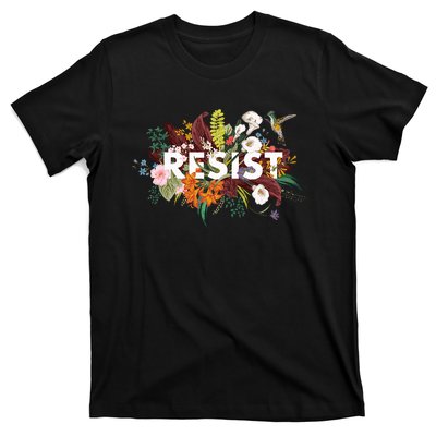 Resist Floral Anti Trump Political Protest T-Shirt