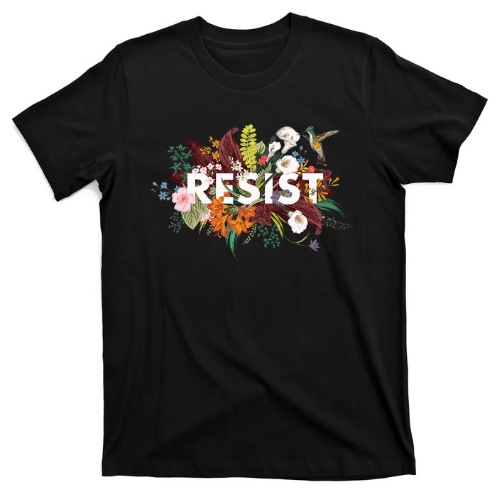 Resist Floral Anti Trump Political Protest T-Shirt