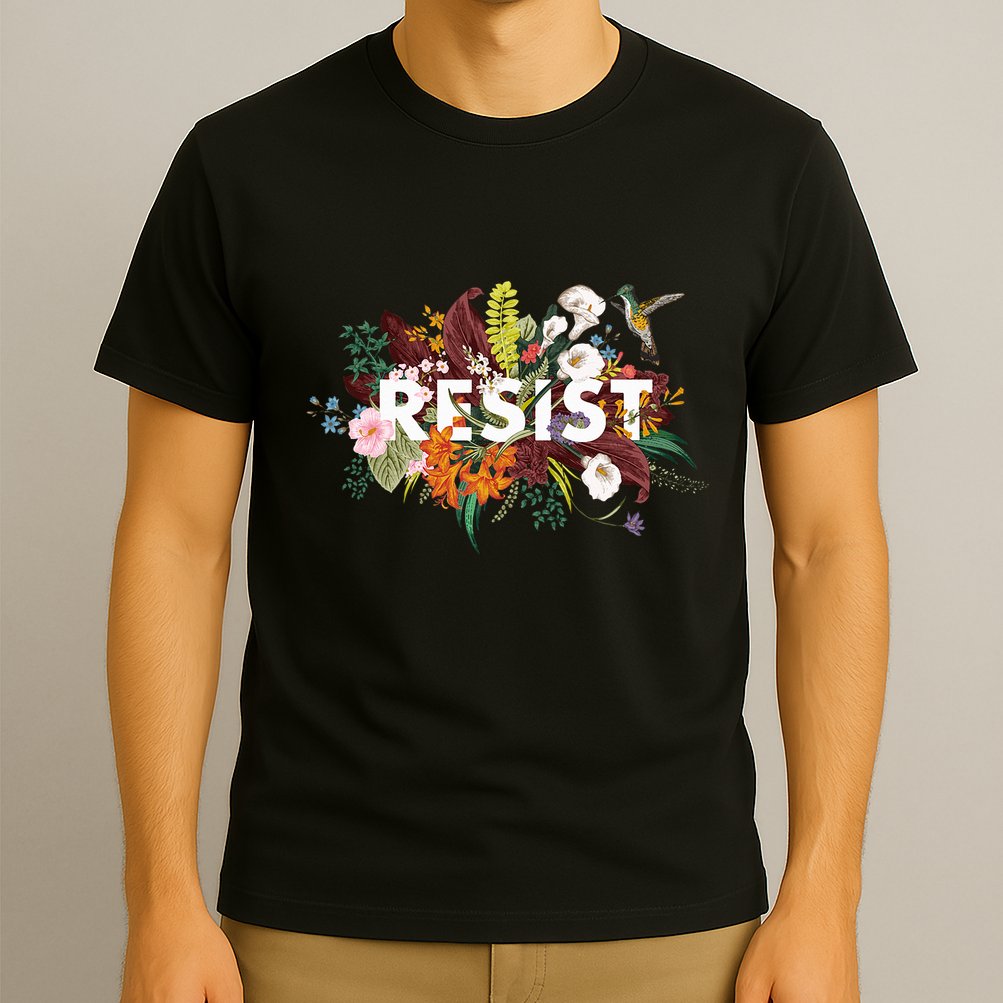 Resist Floral Anti Trump Political Protest T-Shirt