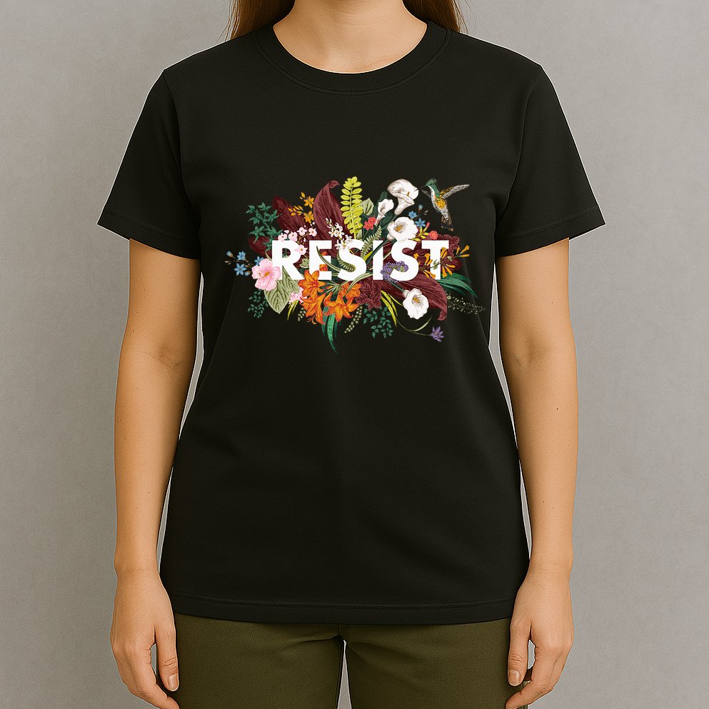 Resist Floral Anti Trump Political Protest T-Shirt