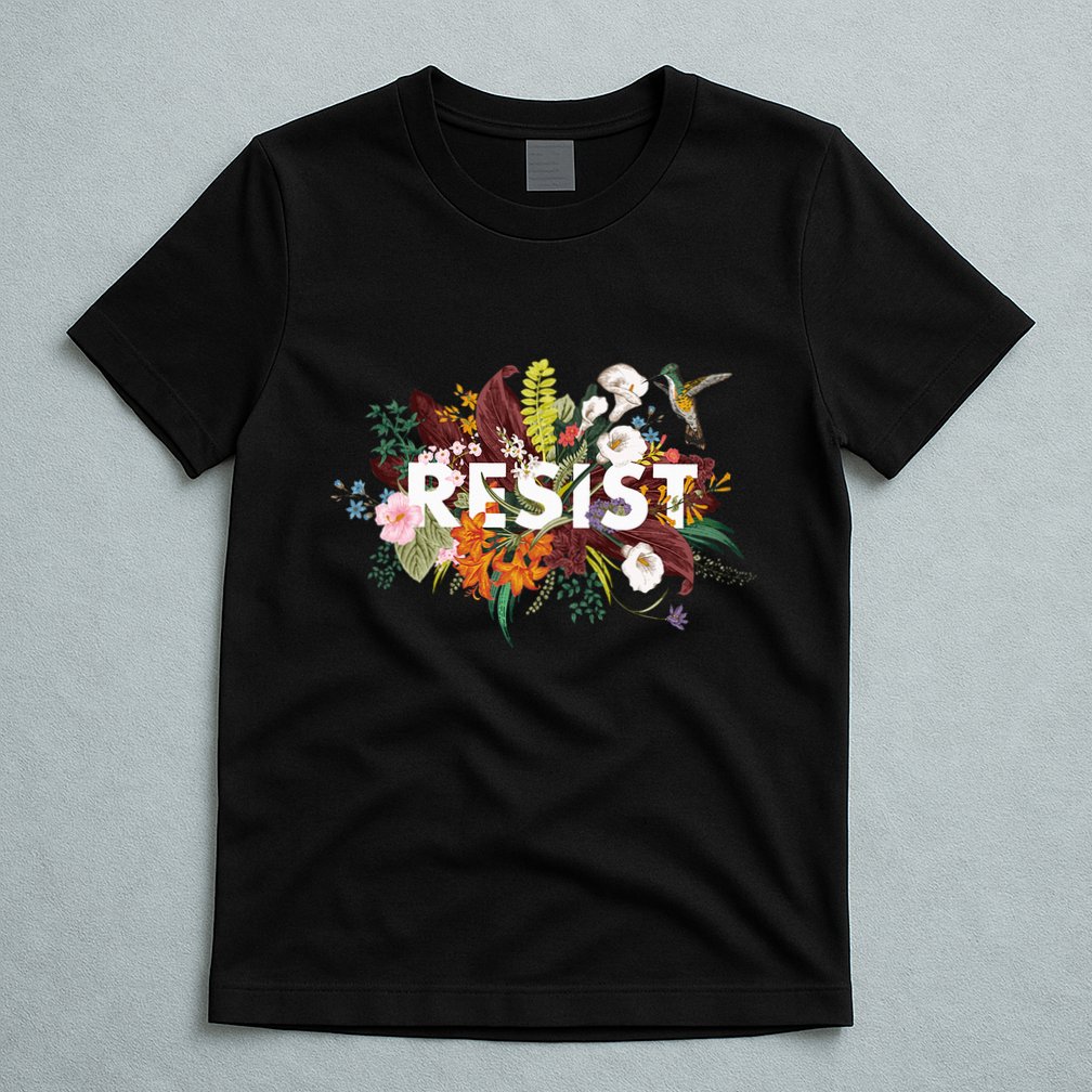 Resist Floral Anti Trump Political Protest T-Shirt