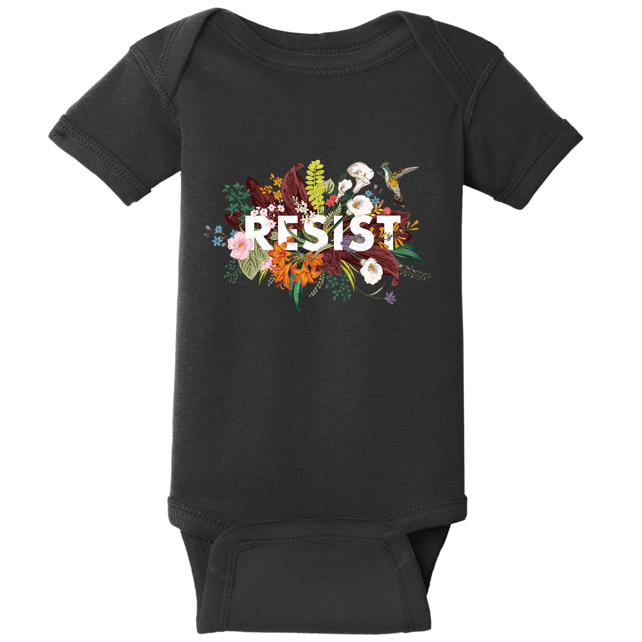 Resist Floral Anti Trump Political Protest Baby Bodysuit