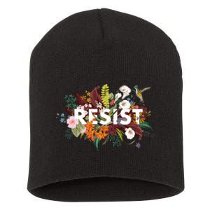 Resist Floral Anti Trump Political Protest Short Acrylic Beanie