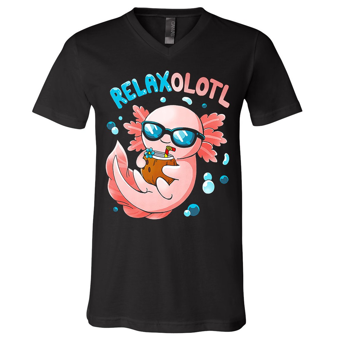Relaxolotl Funny Axolotl Relax  V-Neck T-Shirt