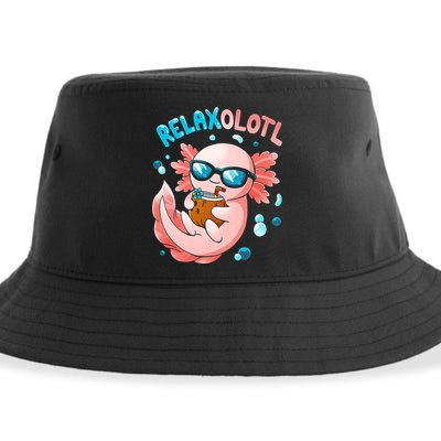 Relaxolotl Funny Axolotl Relax  Sustainable Bucket Hat