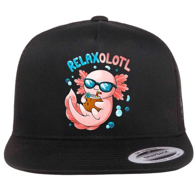 Relaxolotl Funny Axolotl Relax  Flat Bill Trucker Hat