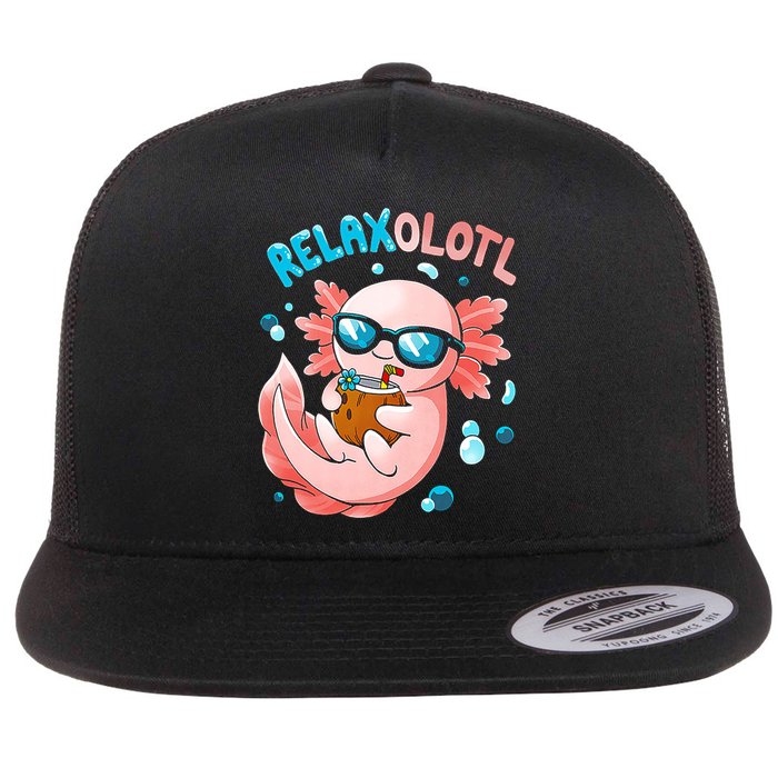 Relaxolotl Funny Axolotl Relax  Flat Bill Trucker Hat