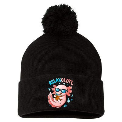 Relaxolotl Funny Axolotl Relax  Pom Pom 12in Knit Beanie