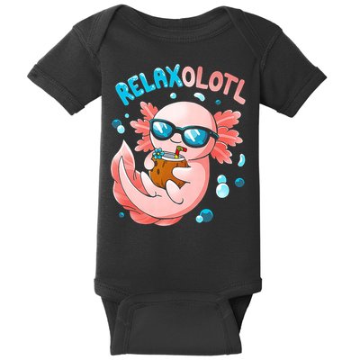 Relaxolotl Funny Axolotl Relax  Baby Bodysuit