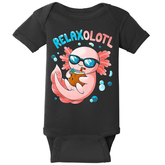 Relaxolotl Funny Axolotl Relax  Baby Bodysuit