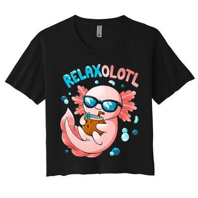 Relaxolotl Funny Axolotl Relax  Women's Crop Top Tee