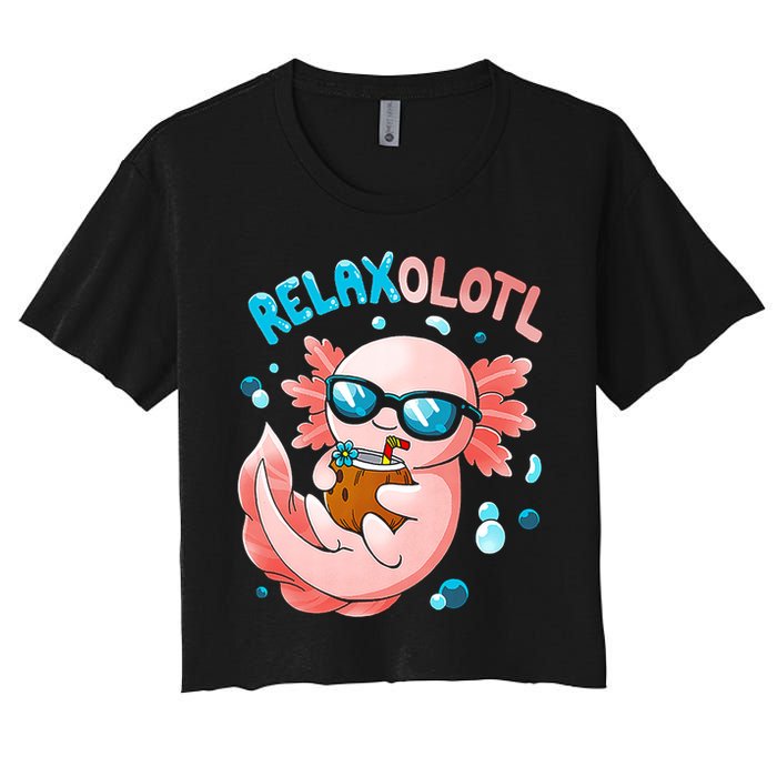Relaxolotl Funny Axolotl Relax  Women's Crop Top Tee