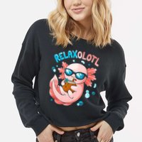 Relaxolotl Funny Axolotl Relax  Cropped Pullover Crew
