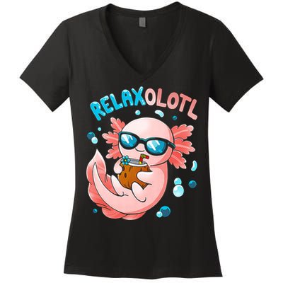 Relaxolotl Funny Axolotl Relax  Women's V-Neck T-Shirt
