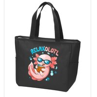 Relaxolotl Funny Axolotl Relax  Zip Tote Bag