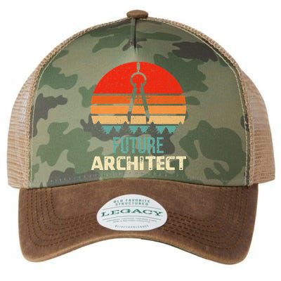 Retro Future Architect Compass Architecture Student Legacy Tie Dye Trucker Hat